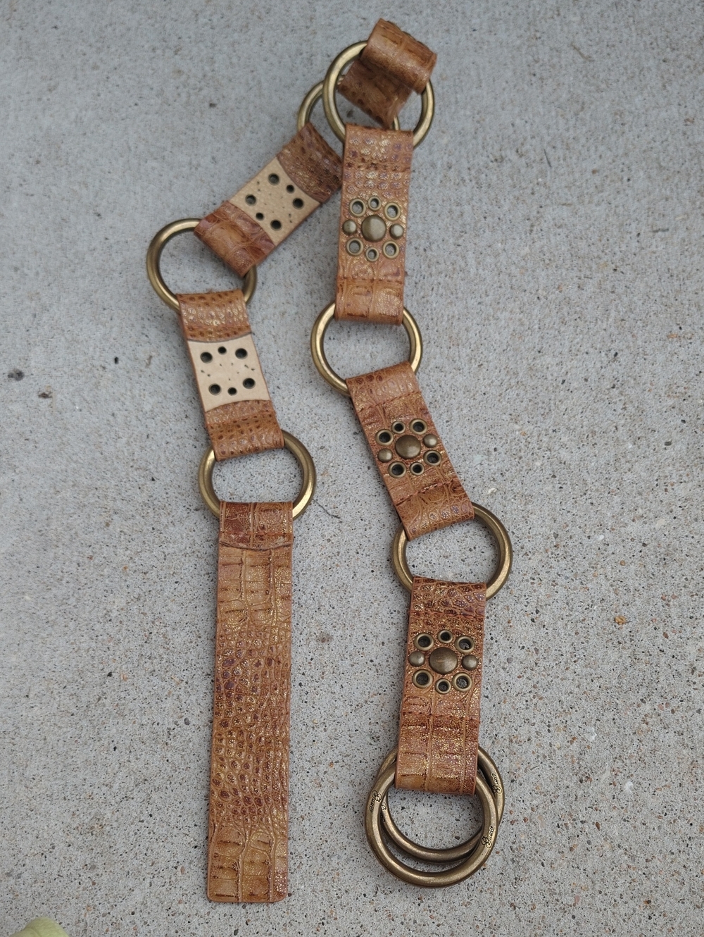 Vintage Guess Leather Studded Double Loop Buckle Belt Country Rodeo Western Y2K - Picture 11 of 15